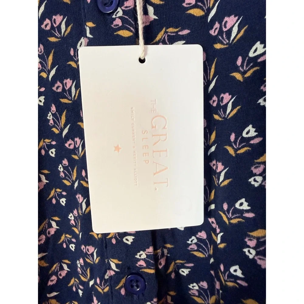 THE GREAT. The Henley Sleep Romper Navy Apron Floral‎ Size 1 Small NWT